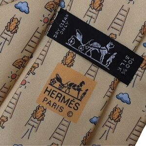 HERMES Yellow Patterned Silk Tie